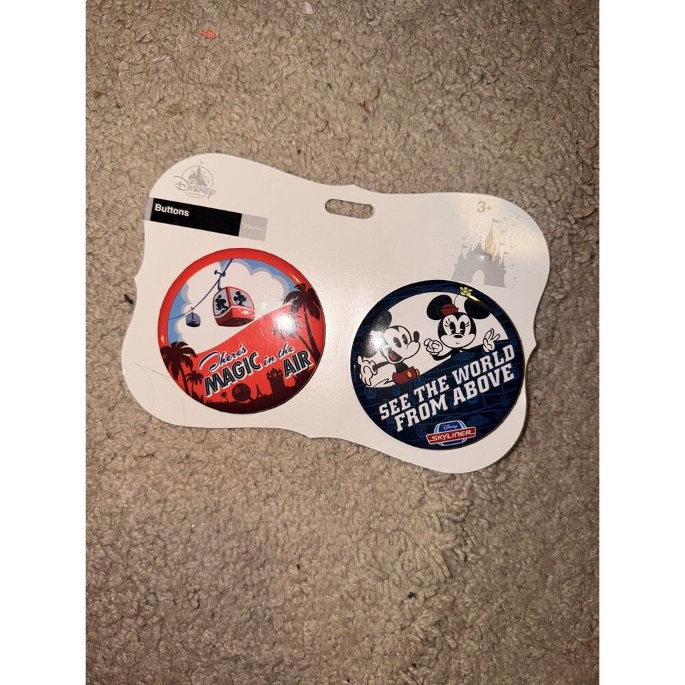 New 2019 Disney Parks Skyliner Button Pin Set of 2 Buttons